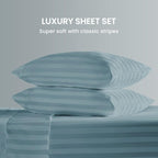 Satin Striped Flint Blue Bed Set