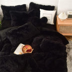 Shaggy Black Bed Set