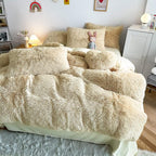 Shaggy Beige Bed Set
