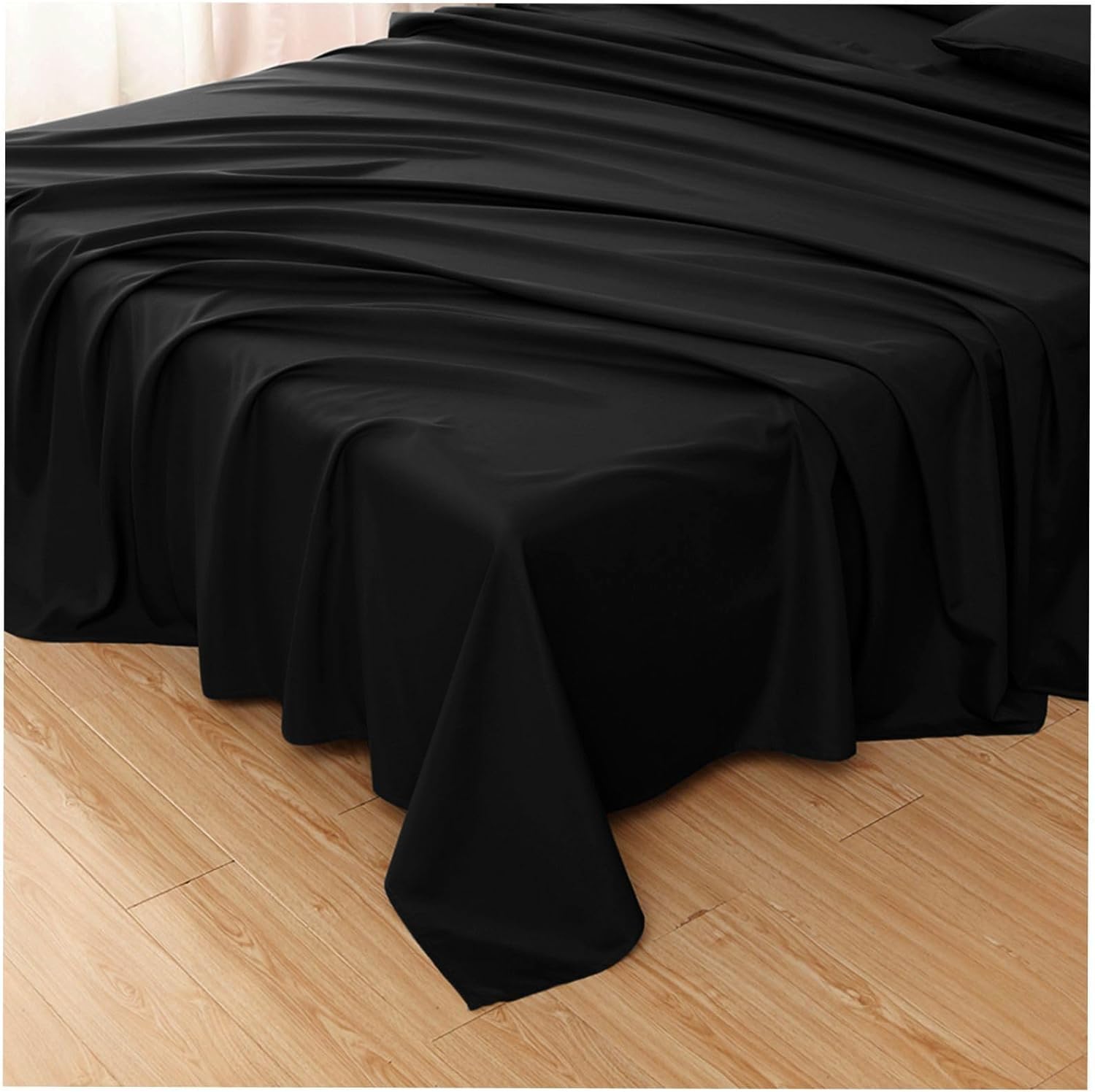 Poly Cotton Black Flat Sheet