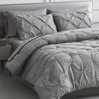 Silver Pleated Pintuck Comforter Cover