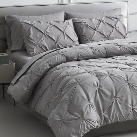 Silver Pleated Pintuck Comforter