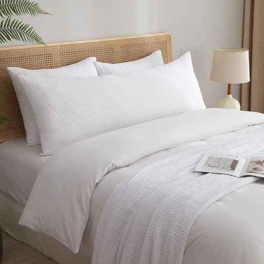 Waffle Weave White Body Pillow