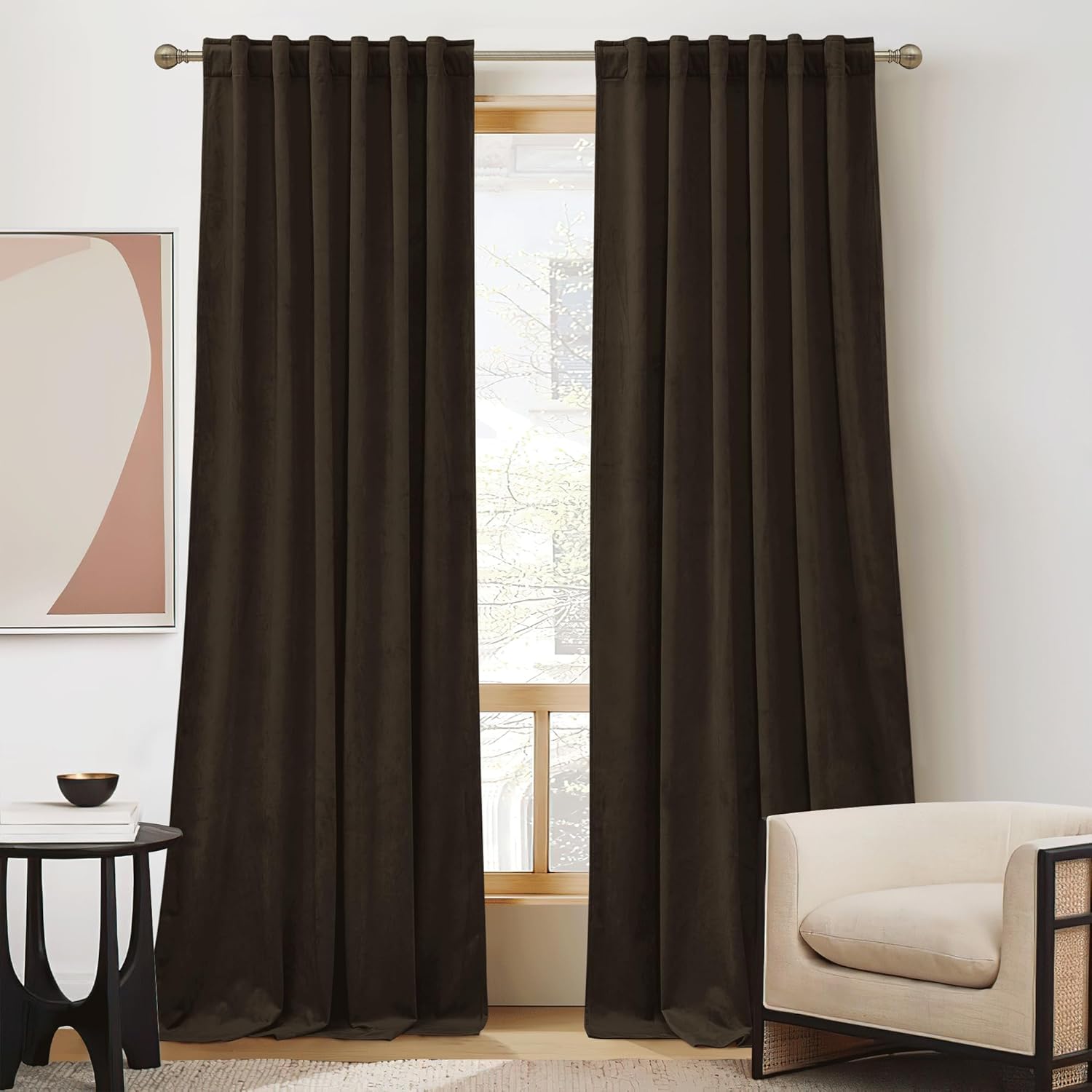 Jaguar Dark Brown Velvet Curtains