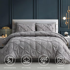 Silver Pleated Pintuck Comforter Cover