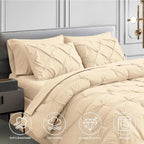 Cream Pleated Pintuck Comforter
