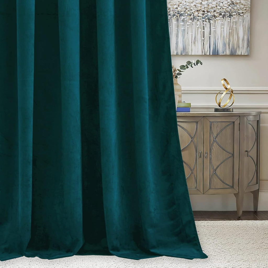 Jaguar Peacock Blue Velvet Curtains