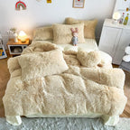 Shaggy Beige Bed Set