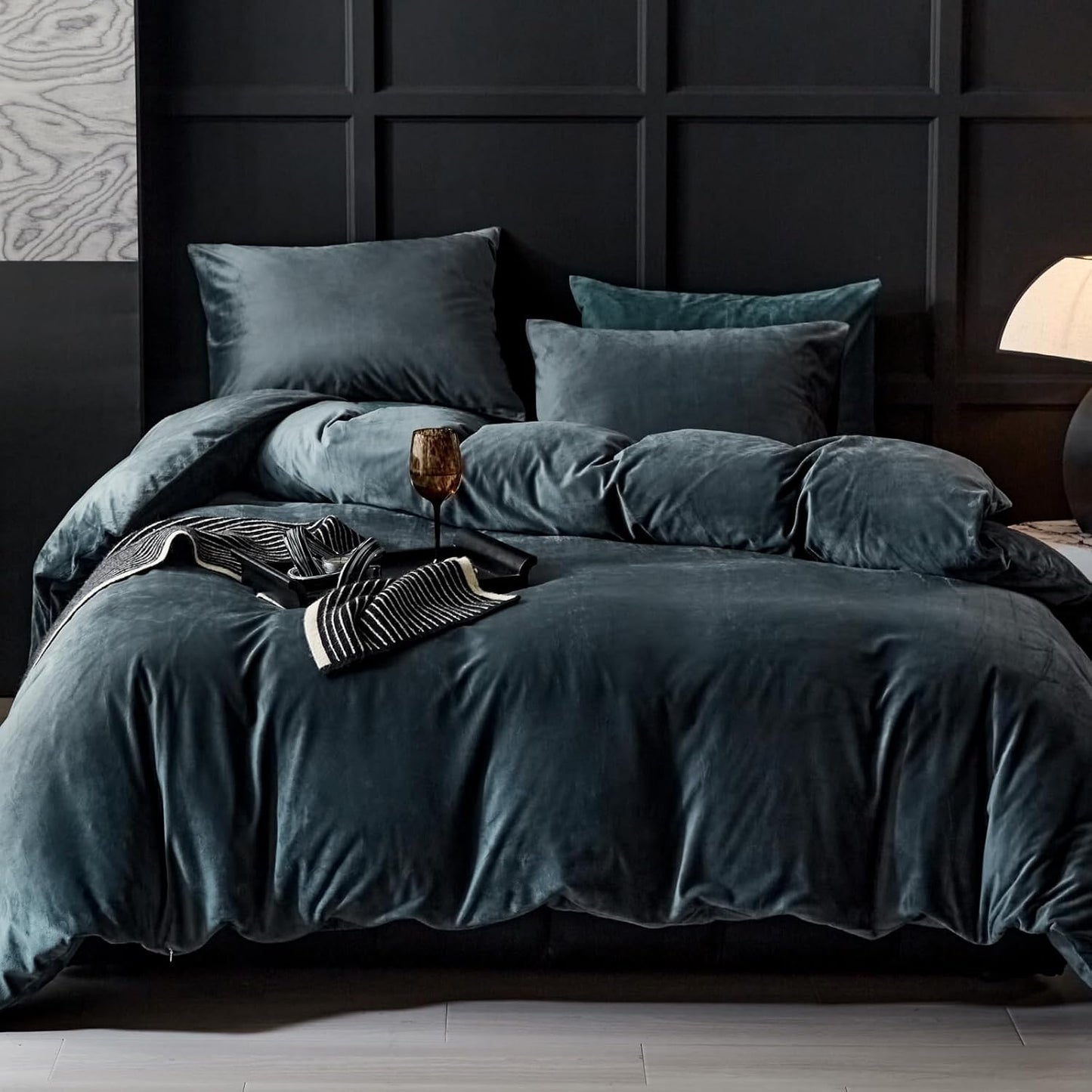 Charcoal Velvet Duvet Set