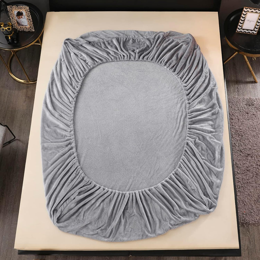 Silver Fleece Fitted Sheet