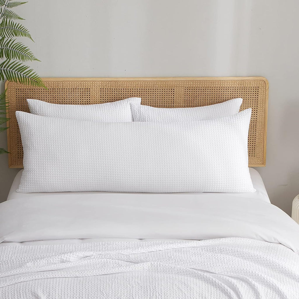 Waffle Weave White Body Pillow