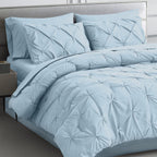 Sky Blue Pleated Pintuck Comforter Cover