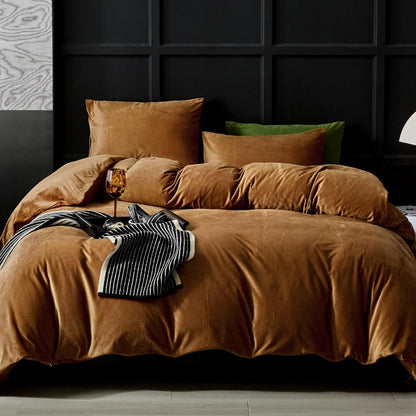 Burnt Orange Velvet Duvet Set