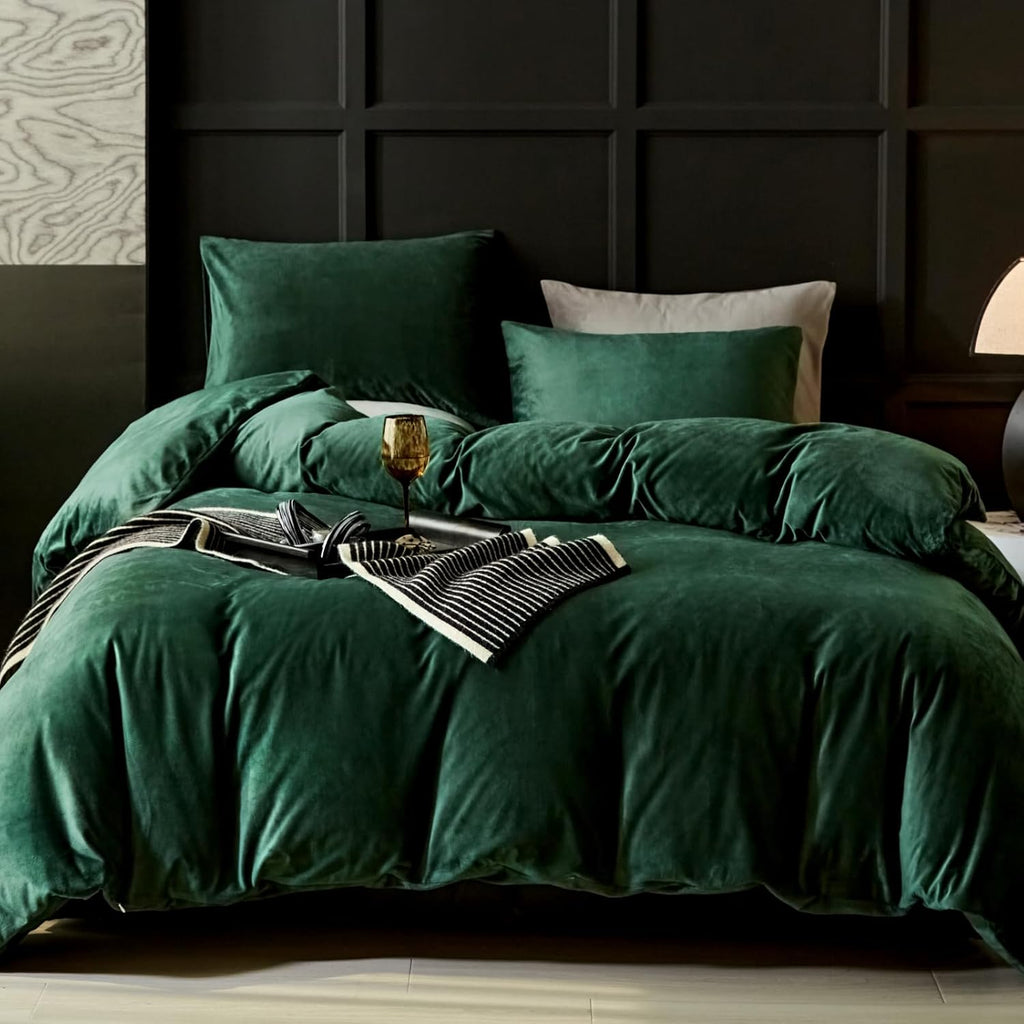 Emerald Green Velvet Duvet Set
