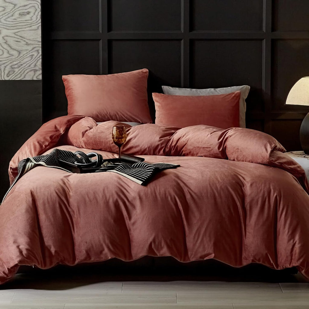 Blush Pink Velvet Duvet Set
