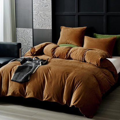 Burnt Orange Velvet Duvet Set