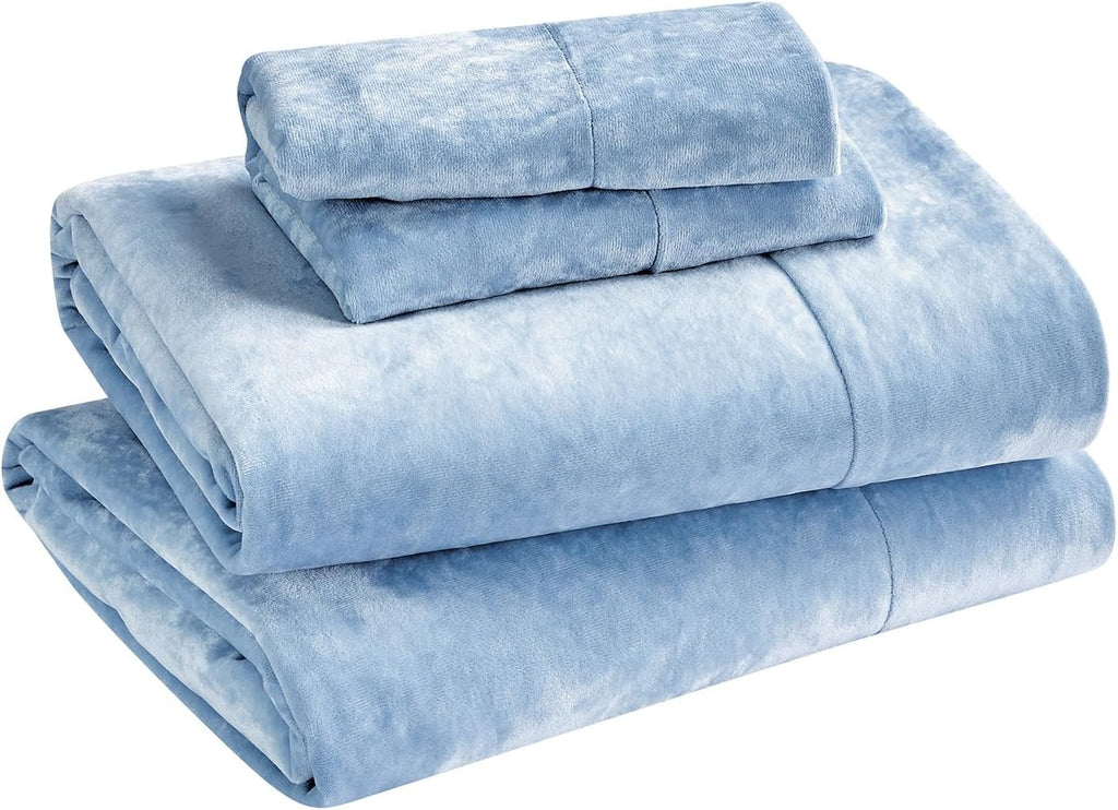 Velvet Light Blue Bed Set