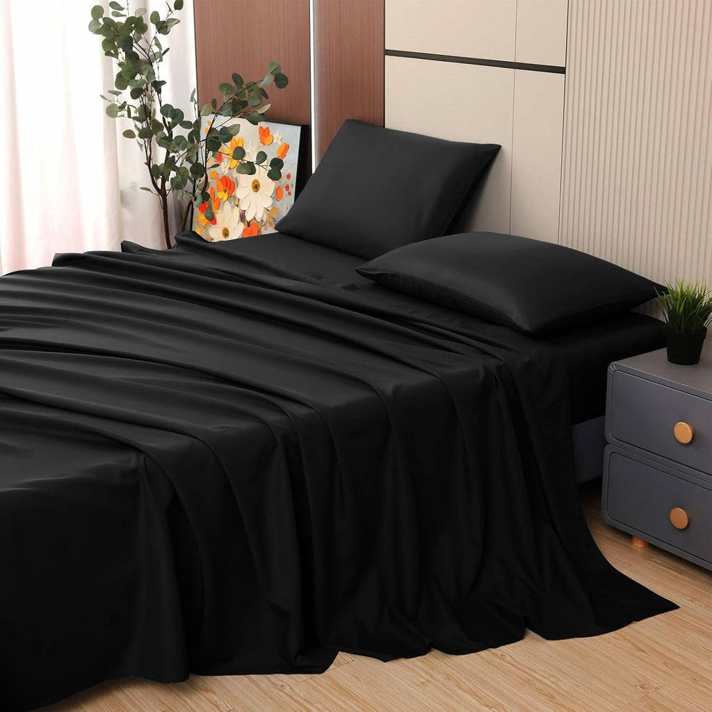 Poly Cotton Black Flat Sheet
