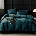 Peacock Blue Velvet Duvet Set