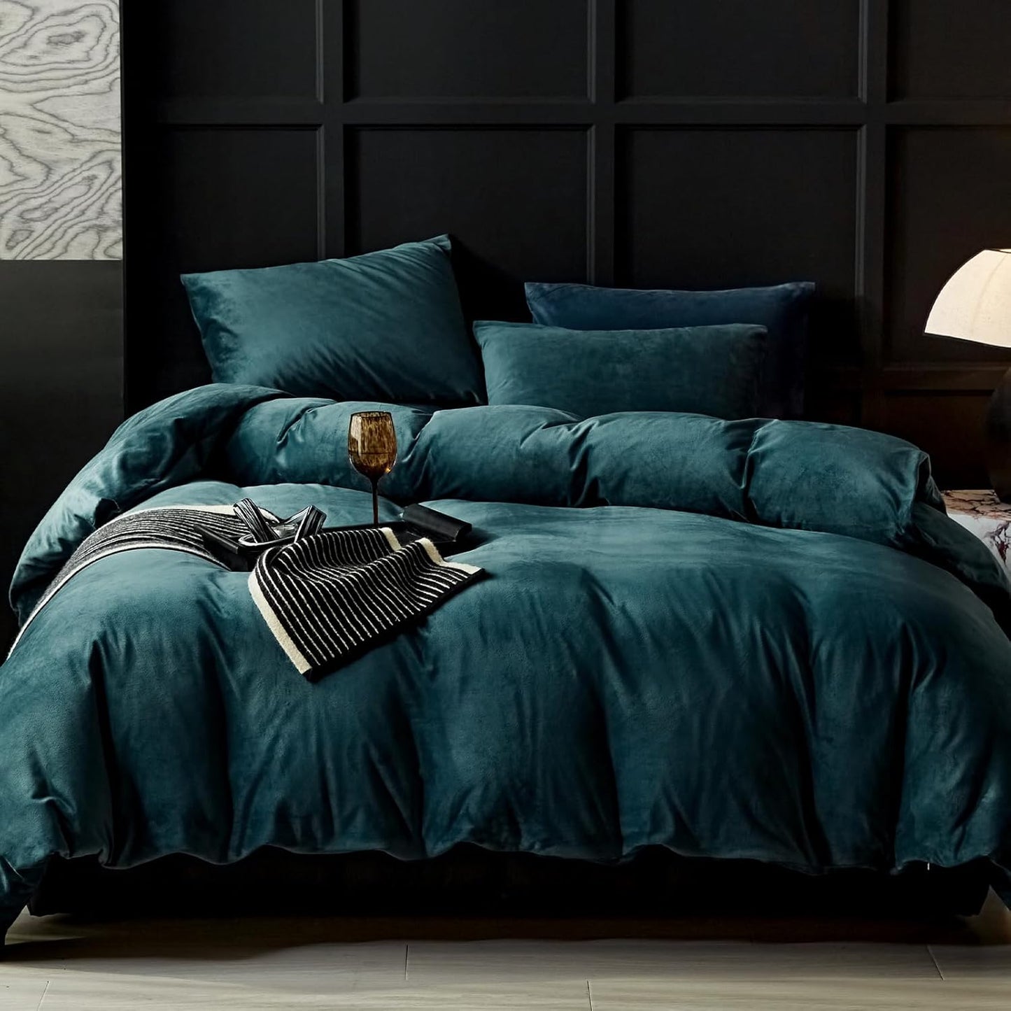 Peacock Blue Velvet Duvet Set