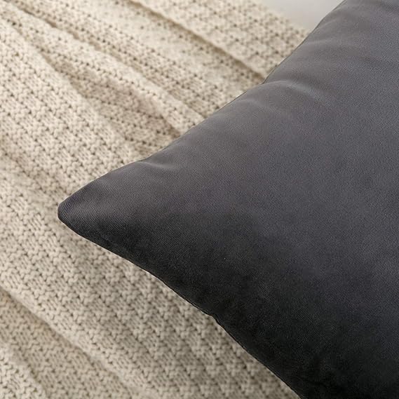 Charcoal Velvet Cushion Pair