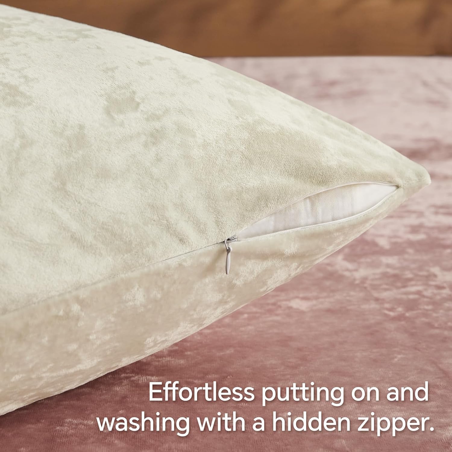Beige Velvet Body Pillow