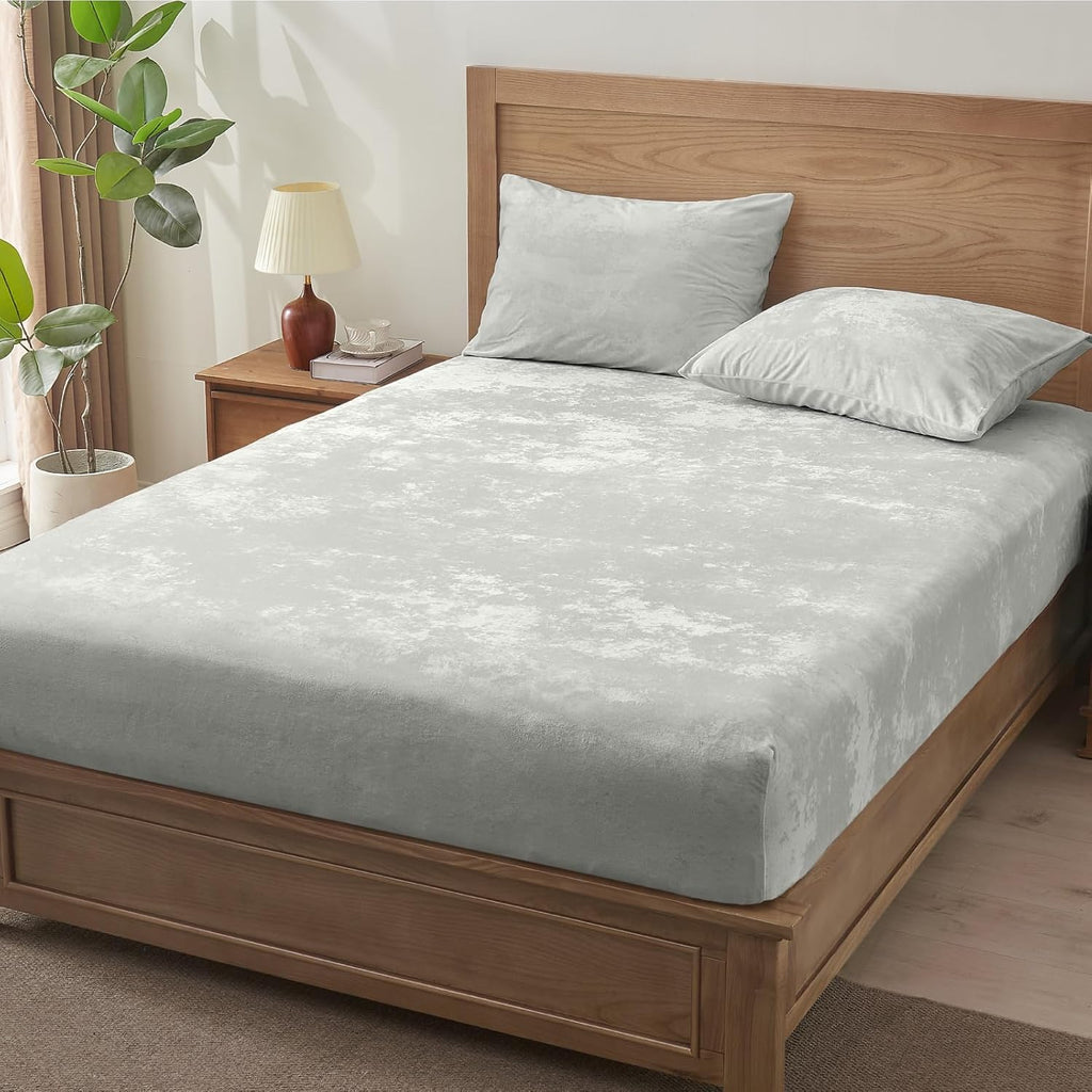 Silver Velvet Fitted Sheet