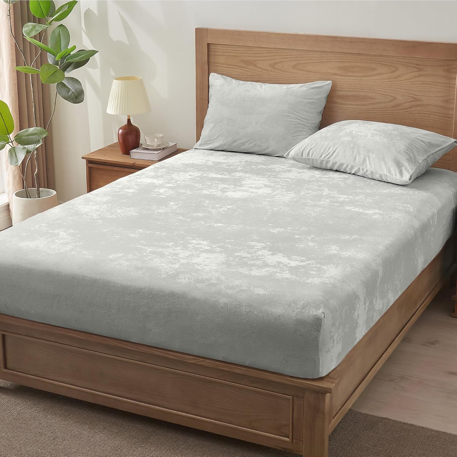 Silver Velvet Fitted Sheet