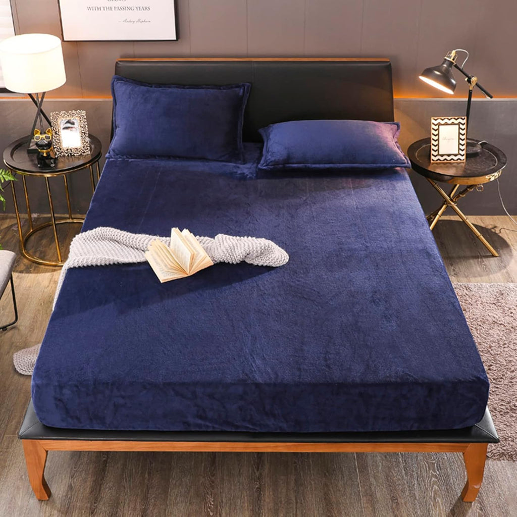 Navy Fleece Fitted Sheet