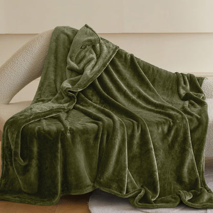 Olive Fleece Throw Blanket