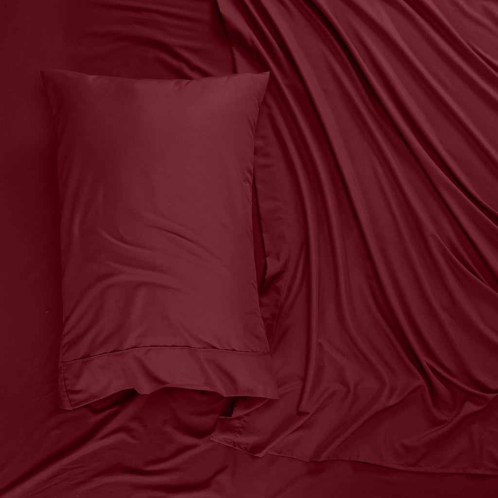 Poly Cotton Maroon Flat Sheet