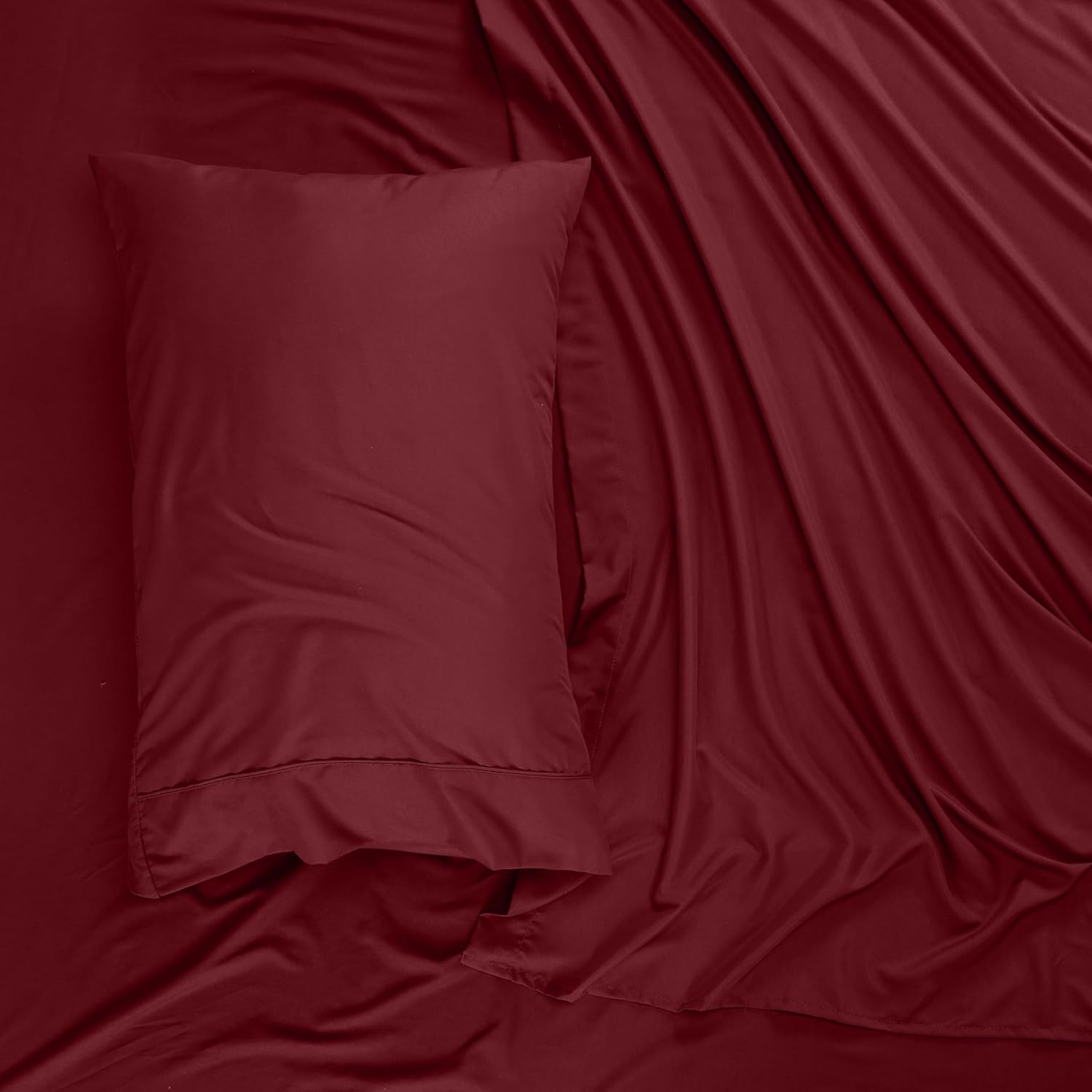 Poly Cotton Maroon Flat Sheet
