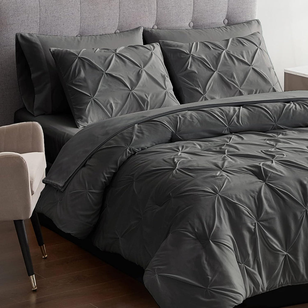 Charcoal Pleated Pintuck Comforter Cover
