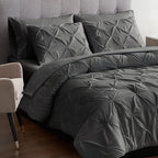 Charcoal Pleated Pintuck Comforter Cover