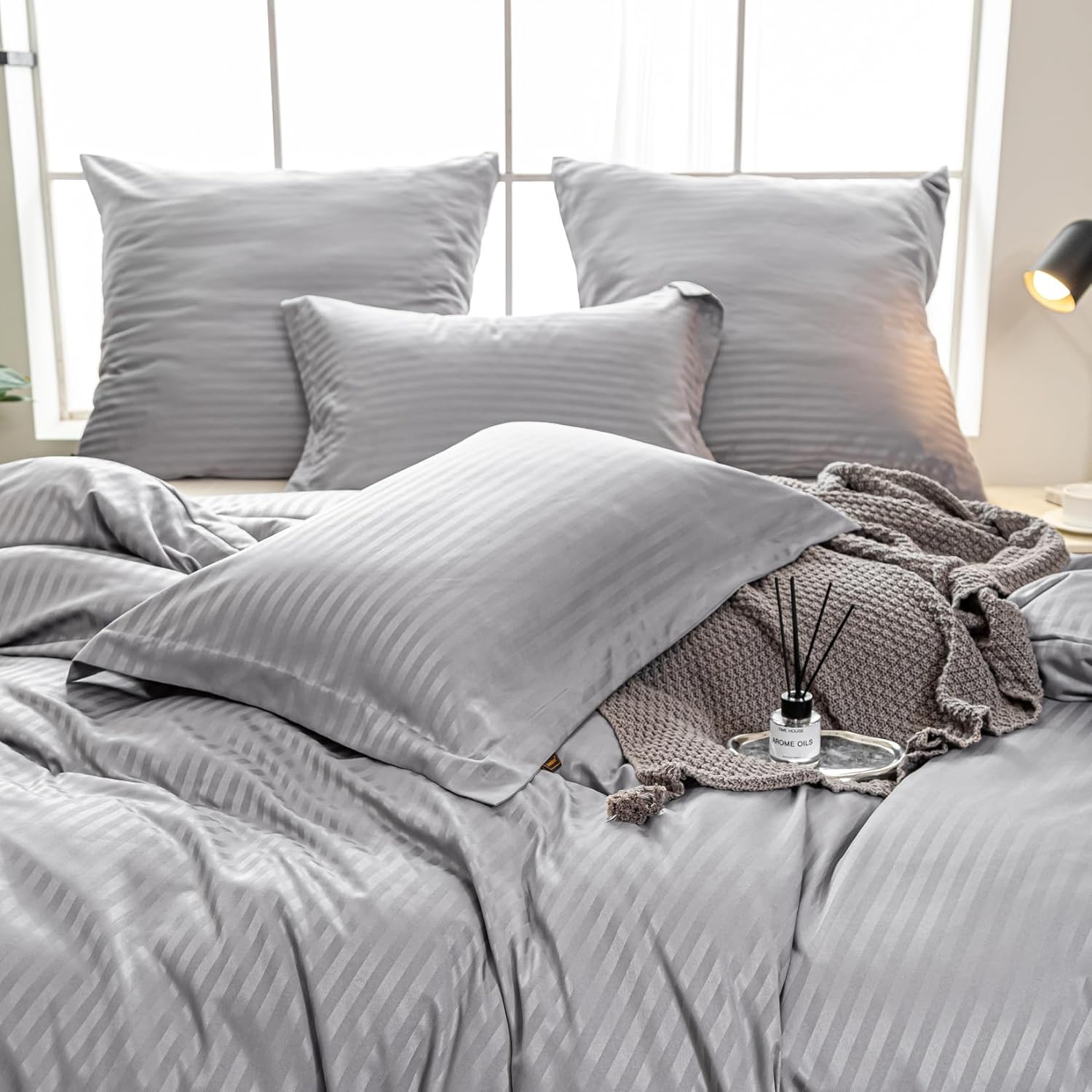DualWeave Satin Silver Bed Set