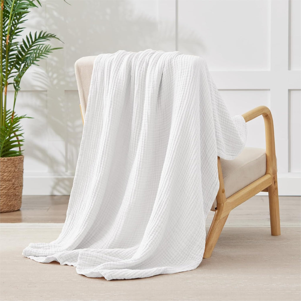 White Seer Sucker Summer Blanket