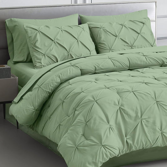 Sage Green Pleated Pintuck Comforter