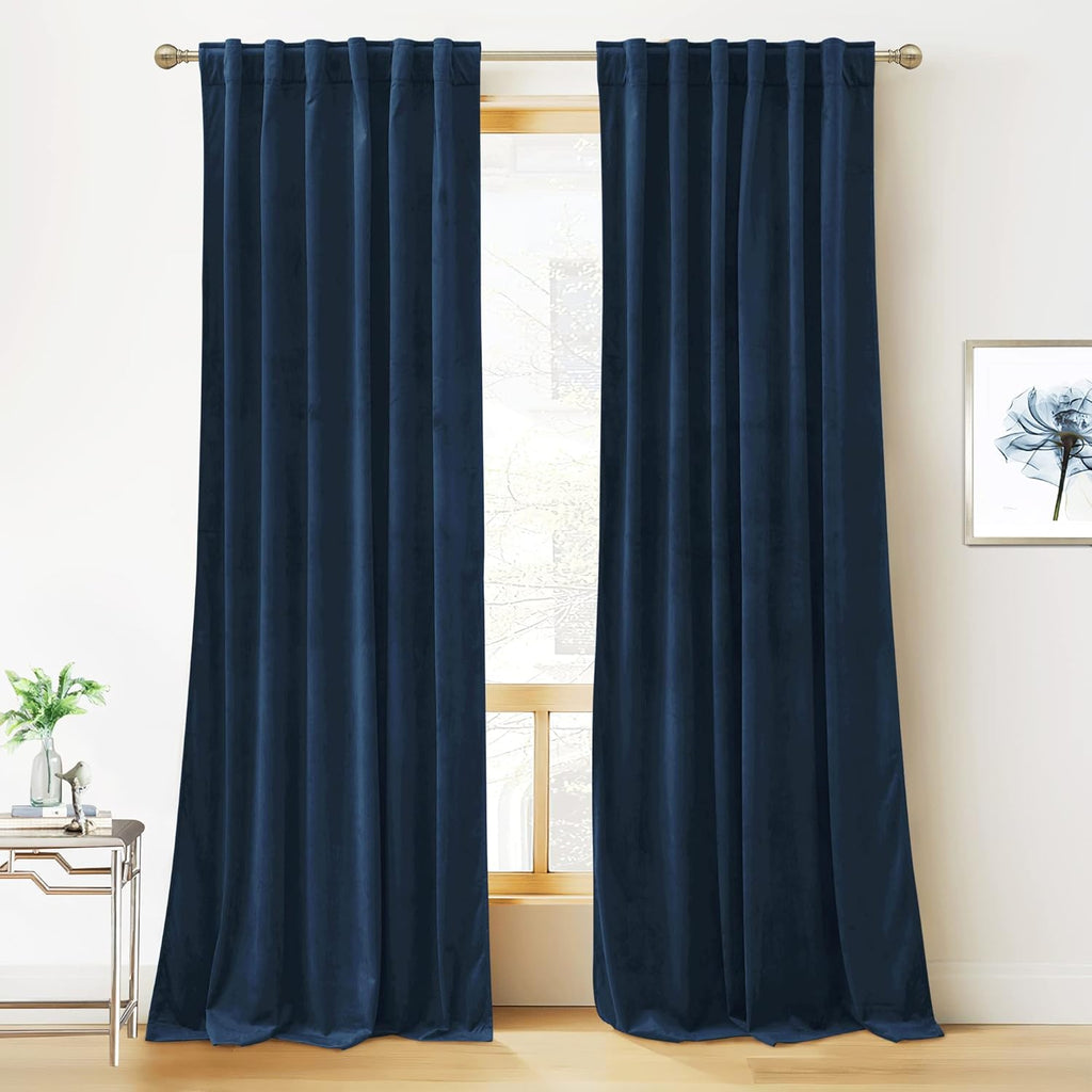 Jaguar Navy Blue Velvet Curtains