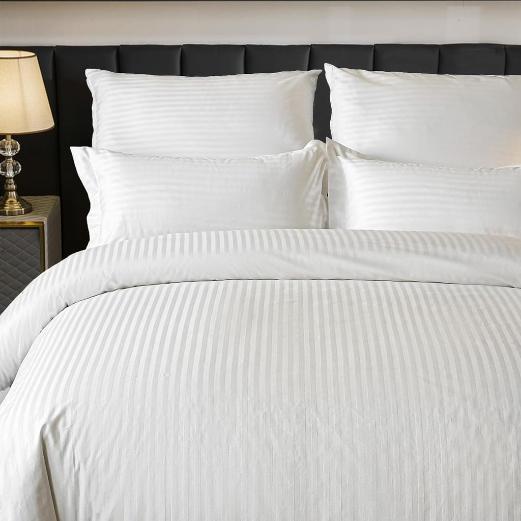 DualWeave Satin White Bed Set