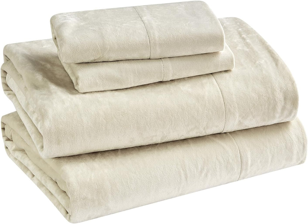 Velvet Beige Bed Set