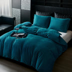 Teal Blue Velvet Duvet Set