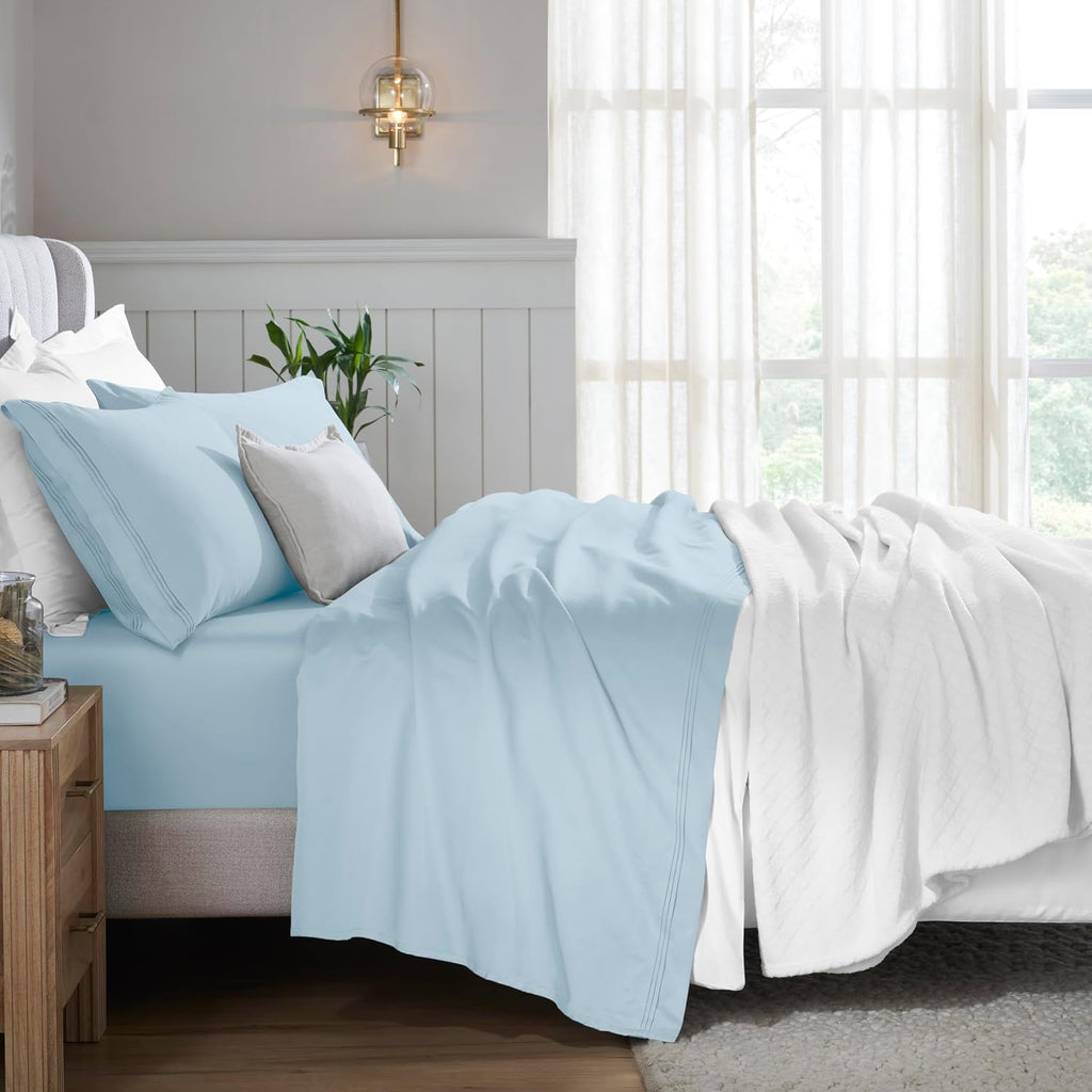 Imperial line Egyption Cotton Bed Set Sky Blue Bed Set