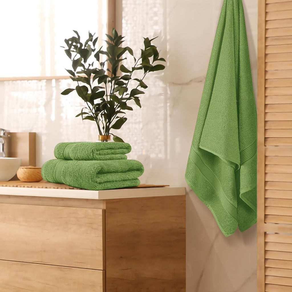 Green 3 Pcs Bath Towel Set