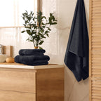Black 3 Pcs Bath Towel Set