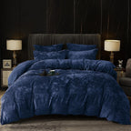 Navy Textured Velvet Duvet Set