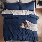 Navy Blue Waffle Duvet Set
