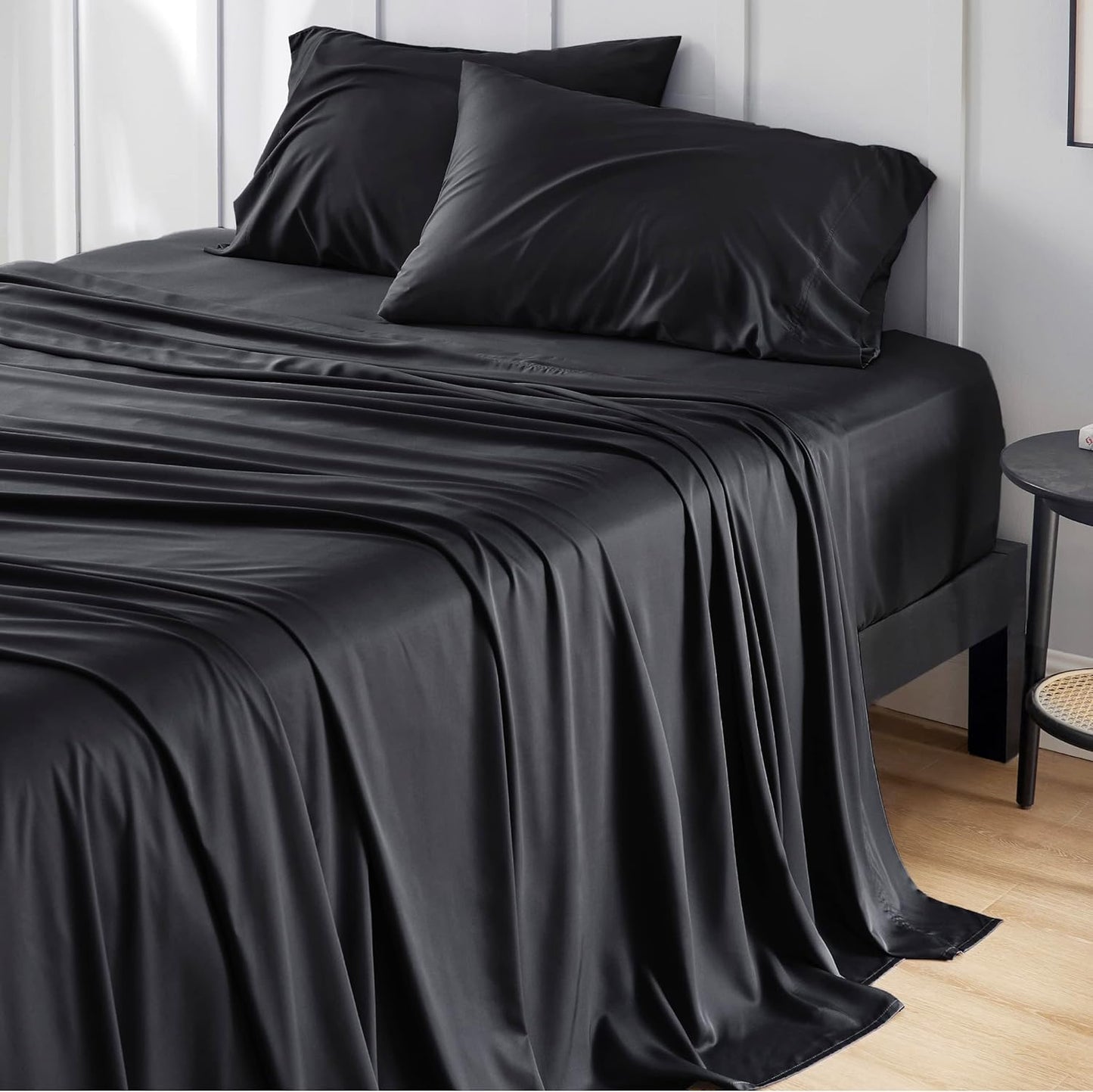 Black Satin Bed Set
