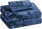Velvet Navy Blue Bed Set