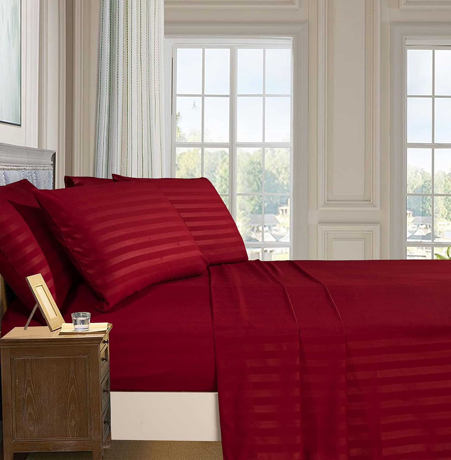 DualWeave Satin Burgandy Sheet Set