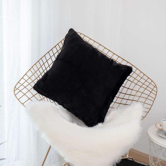 Black Fleece Cushion Pair